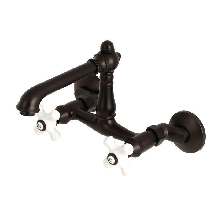 English Country KS7225PX Two-Handle 2-Hole Wall Mount Kitchen Faucet, Oil Rubbed Bronze