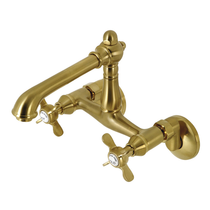 Essex KS7227BEX Two-Handle 2-Hole Wall Mount Kitchen Faucet, Brushed Brass
