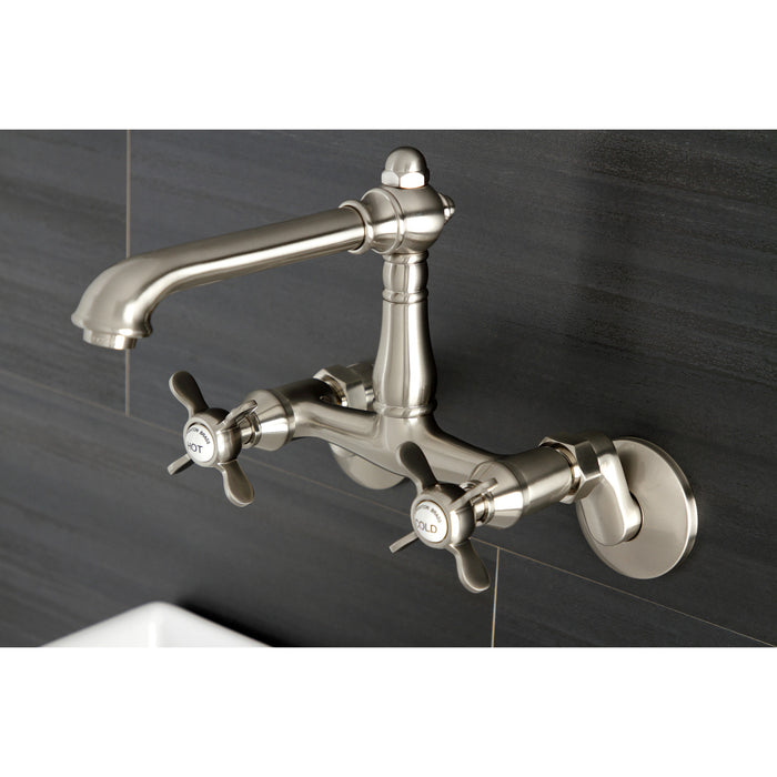 Essex KS7228BEX Two-Handle 2-Hole Wall Mount Kitchen Faucet, Brushed Nickel