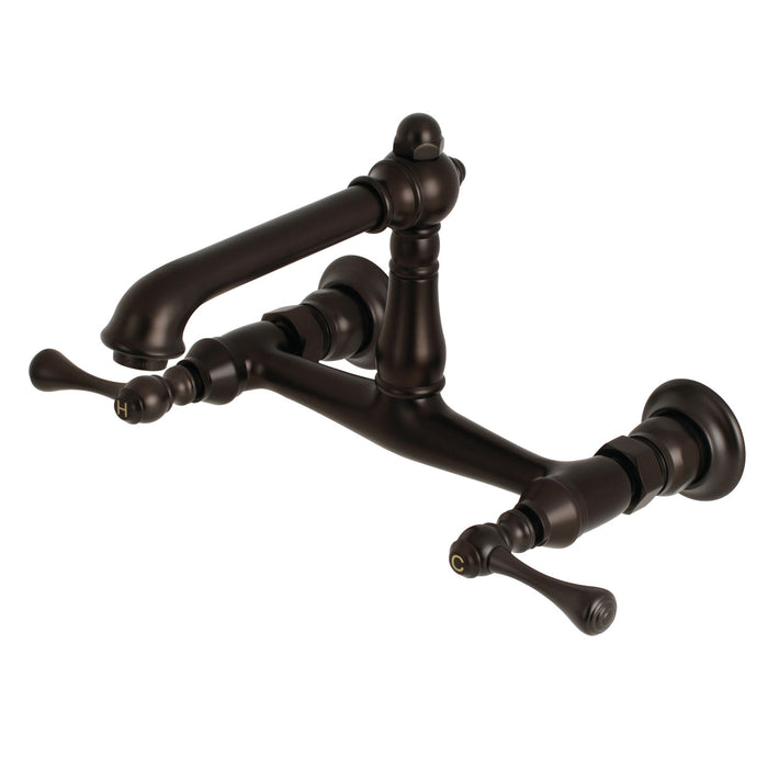 English Country KS7245BL Two-Handle 2-Hole Wall Mount Bathroom Faucet, Oil Rubbed Bronze
