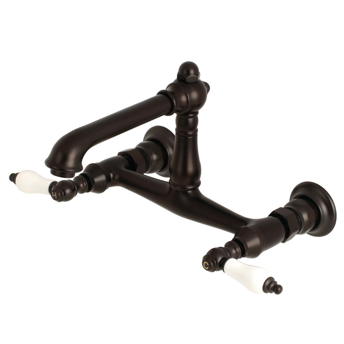 English Country KS7245PL Two-Handle 2-Hole Wall Mount Bathroom Faucet, Oil Rubbed Bronze