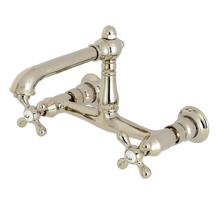English Country KS7246AX Two-Handle 2-Hole Wall Mount Bathroom Faucet, Polished Nickel