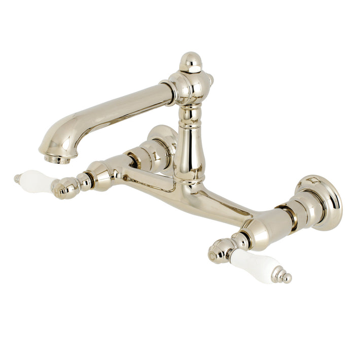 English Country KS7246PL Two-Handle 2-Hole Wall Mount Bathroom Faucet, Polished Nickel