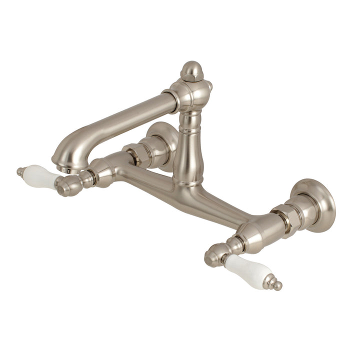 English Country KS7248PL Two-Handle 2-Hole Wall Mount Bathroom Faucet, Brushed Nickel