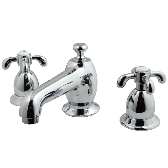 KS7261TX Two-Handle 3-Hole Deck Mount Widespread Bathroom Faucet with Brass Pop-Up, Polished Chrome