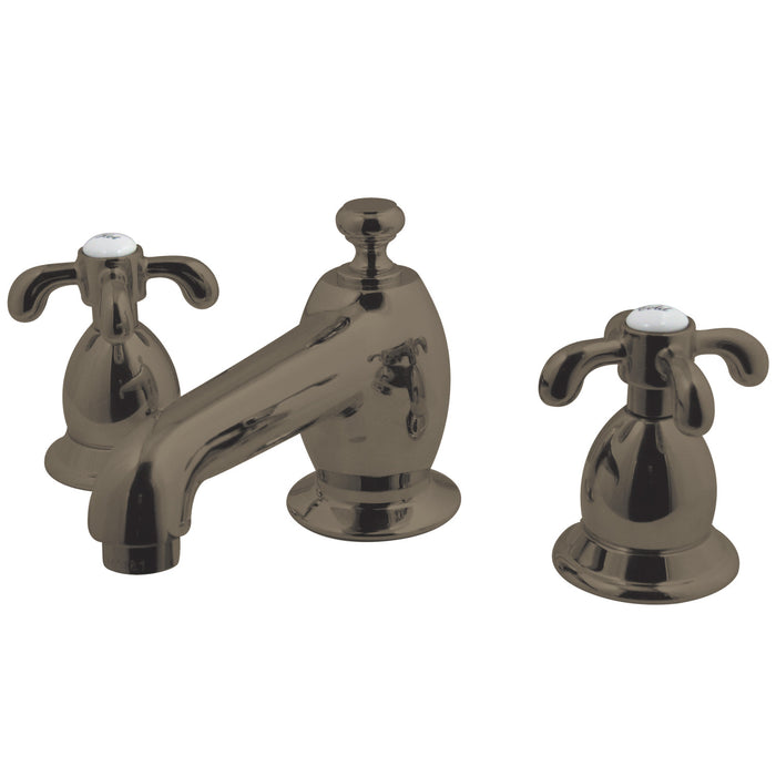 KS7268TX Two-Handle 3-Hole Deck Mount Widespread Bathroom Faucet with Brass Pop-Up, Brushed Nickel