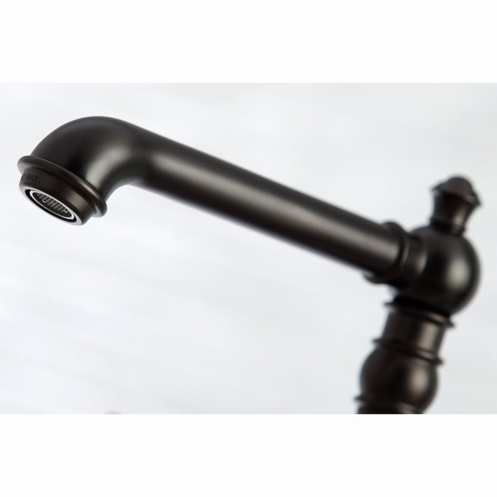 English Country KS7275PLBS Two-Handle 4-Hole Deck Mount Bridge Kitchen Faucet with Side Sprayer, Oil Rubbed Bronze