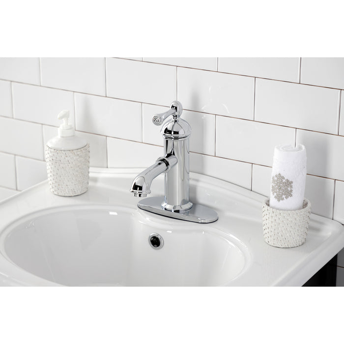 Paris KS7411BL Single-Handle 1-Hole Deck Mount Bathroom Faucet with Brass Pop-Up, Polished Chrome