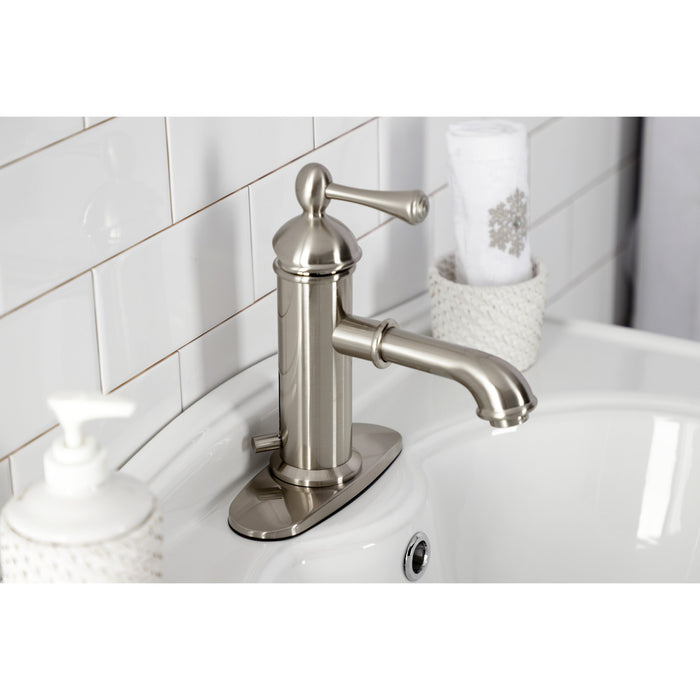 Paris KS7418BL Single-Handle 1-Hole Deck Mount Bathroom Faucet with Brass Pop-Up, Brushed Nickel