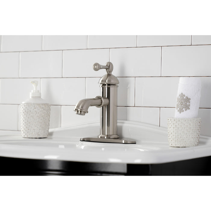 Paris KS7418BL Single-Handle 1-Hole Deck Mount Bathroom Faucet with Brass Pop-Up, Brushed Nickel