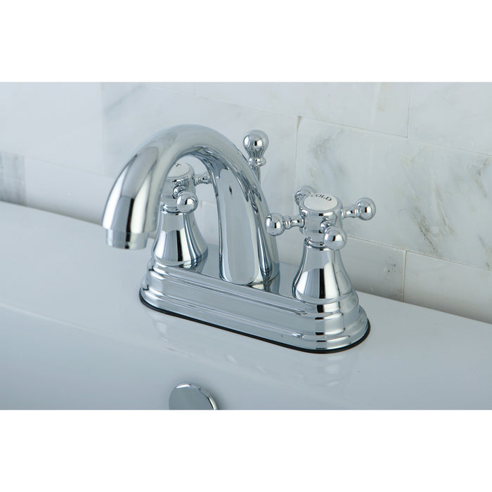 English Country KS7611BX Two-Handle 3-Hole Deck Mount 4" Centerset Bathroom Faucet with Brass Pop-Up, Polished Chrome