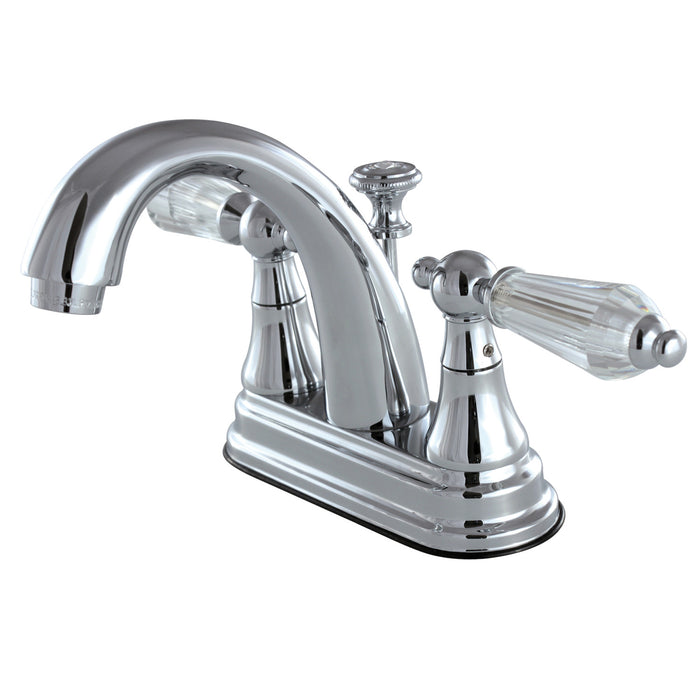 Wilshire KS7611WLL Two-Handle 3-Hole Deck Mount 4" Centerset Bathroom Faucet with Brass Pop-Up, Polished Chrome