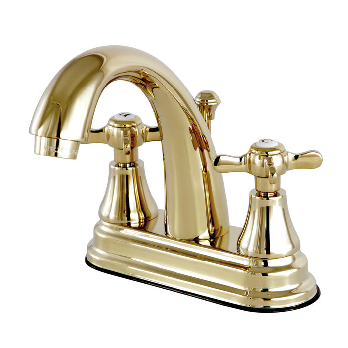 Essex KS7612BEX Two-Handle 3-Hole Deck Mount 4" Centerset Bathroom Faucet with Brass Pop-Up, Polished Brass