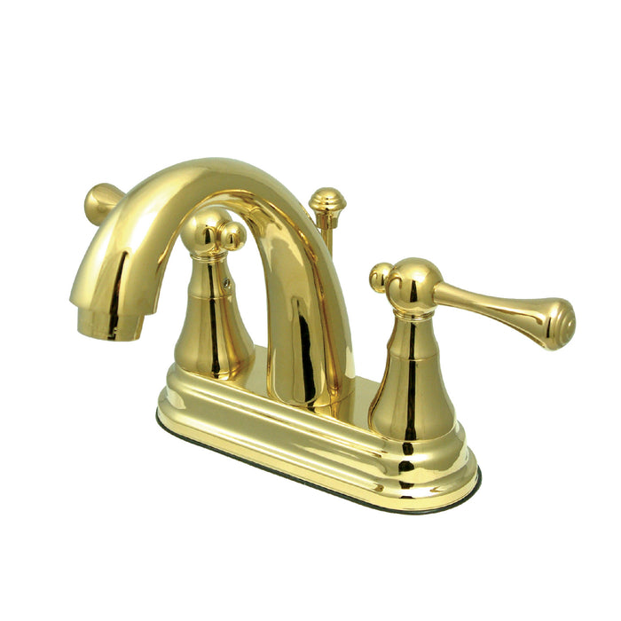 English Vintage KS7612BL Two-Handle 3-Hole Deck Mount 4" Centerset Bathroom Faucet with Brass Pop-Up, Polished Brass
