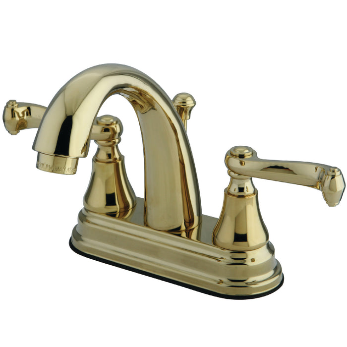 English Vintage KS7612FL Two-Handle 3-Hole Deck Mount 4" Centerset Bathroom Faucet with Brass Pop-Up, Polished Brass