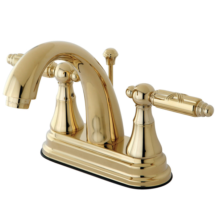 Georgian KS7612GL Two-Handle 3-Hole Deck Mount 4" Centerset Bathroom Faucet with Brass Pop-Up, Polished Brass