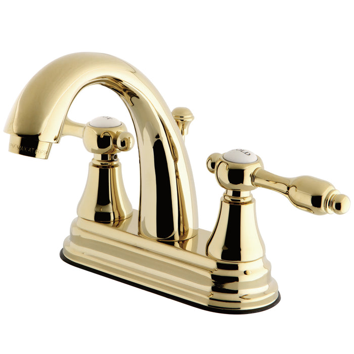 Tudor KS7612TAL Two-Handle 3-Hole Deck Mount 4" Centerset Bathroom Faucet with Brass Pop-Up, Polished Brass