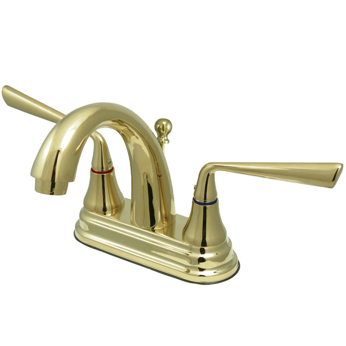 Silver Sage KS7612ZL Two-Handle 3-Hole Deck Mount 4" Centerset Bathroom Faucet with Brass Pop-Up, Polished Brass