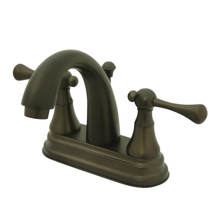 English Vintage KS7615BL Two-Handle 3-Hole Deck Mount 4" Centerset Bathroom Faucet with Brass Pop-Up, Oil Rubbed Bronze