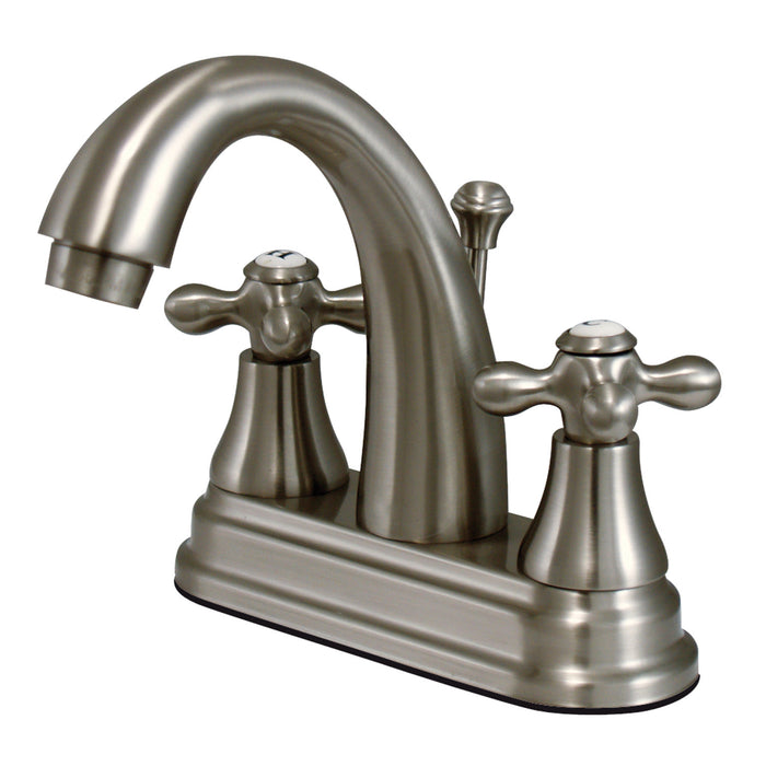 English Vintage KS7618AX Two-Handle 3-Hole Deck Mount 4" Centerset Bathroom Faucet with Brass Pop-Up, Brushed Nickel