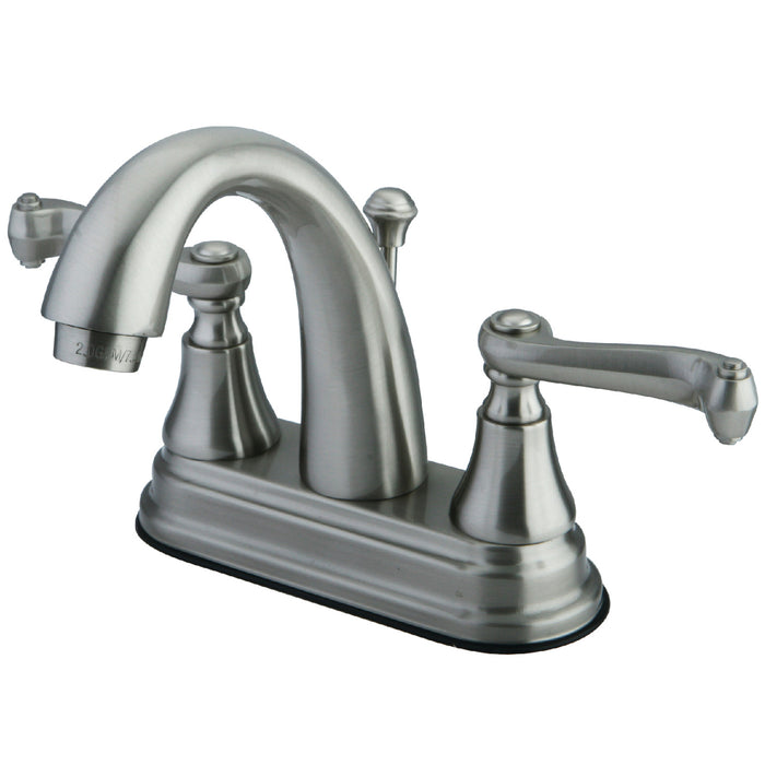 English Vintage KS7618FL Two-Handle 3-Hole Deck Mount 4" Centerset Bathroom Faucet with Brass Pop-Up, Brushed Nickel