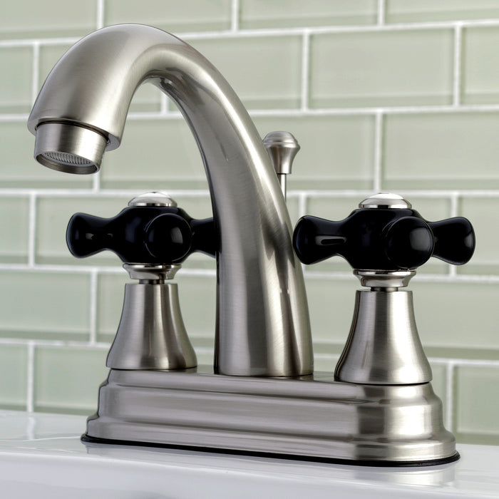 Duchess KS7618PKX Two-Handle 3-Hole Deck Mount 4" Centerset Bathroom Faucet with Brass Pop-Up, Brushed Nickel