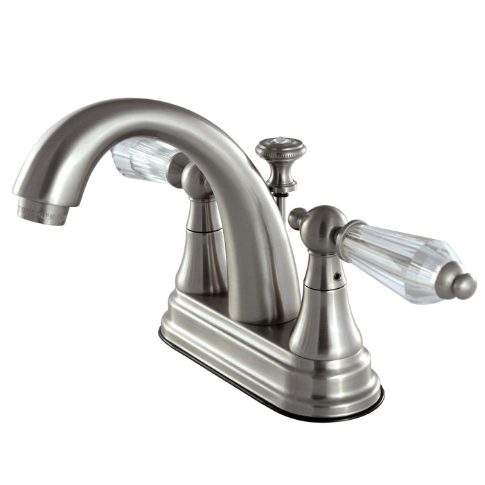 Wilshire KS7618WLL Two-Handle 3-Hole Deck Mount 4" Centerset Bathroom Faucet with Brass Pop-Up, Brushed Nickel