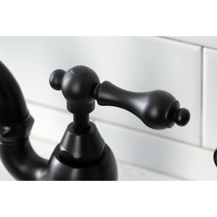 English Country KS7790ALBS Deck Mount Bridge Kitchen Faucet with Brass Sprayer, Matte Black