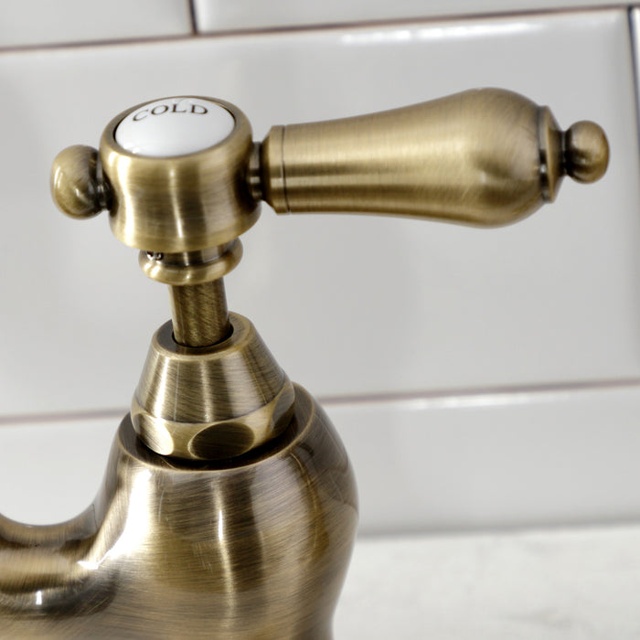 Heirloom KS7793BALBS Two-Handle 3-Hole Deck Mount Bridge Kitchen Faucet with Brass Sprayer, Antique Brass