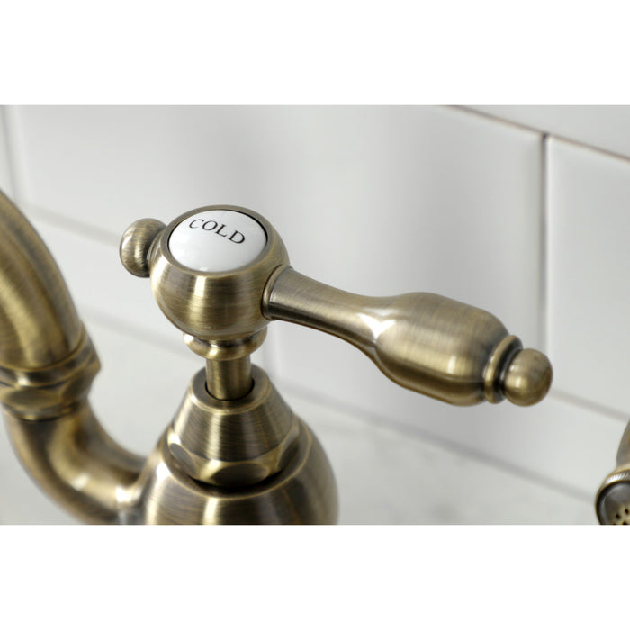 Tudor KS7793TALBS Deck Mount Bridge Kitchen Faucet, Antique Brass