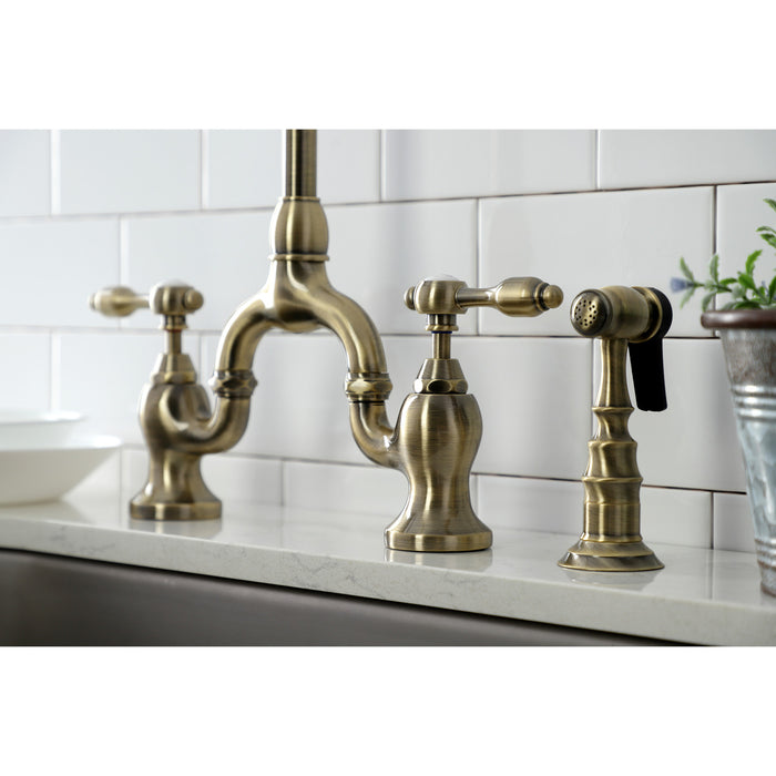 Tudor KS7793TALBS Deck Mount Bridge Kitchen Faucet, Antique Brass