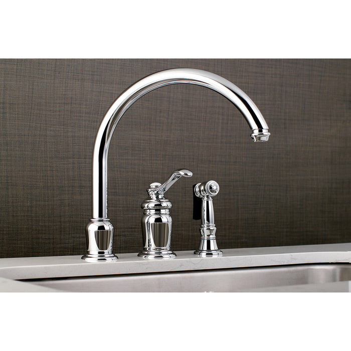 Templeton KS7821TLBS Single-Handle 3-Hole Deck Mount Widespread Kitchen Faucet with Brass Sprayer, Polished Chrome