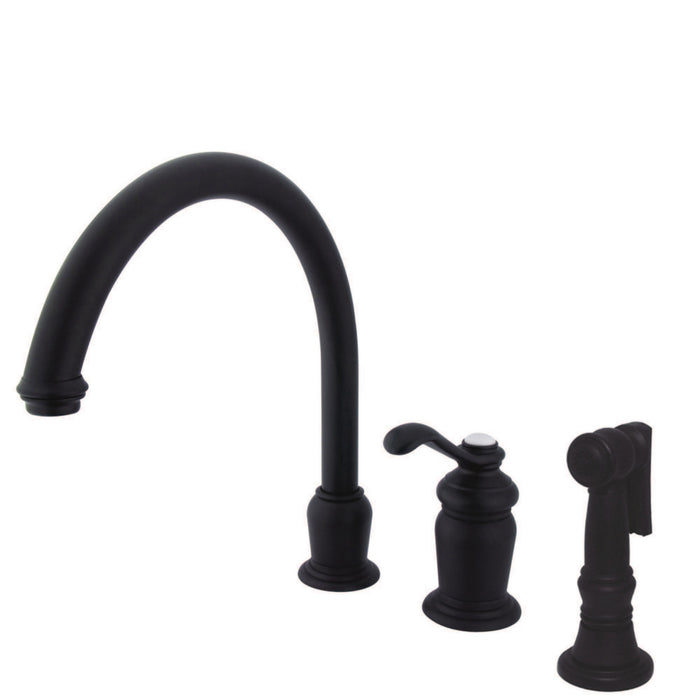 Templeton KS7825TLBS Single-Handle 3-Hole Deck Mount Widespread Kitchen Faucet with Brass Sprayer, Oil Rubbed Bronze