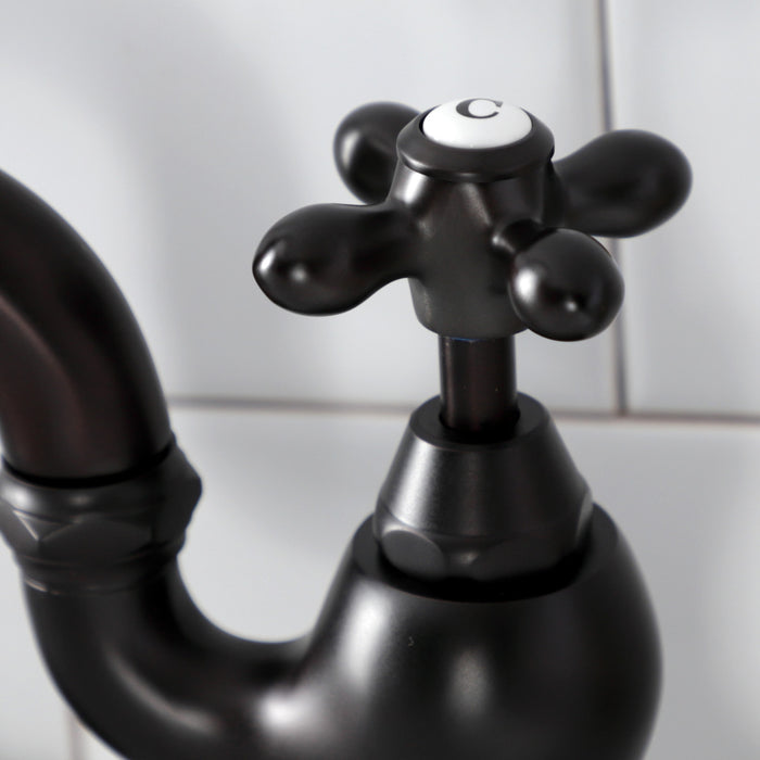 Kingston Heirloom KS7975AX - English Country Two-Handle 3-Hole Deck Mount Bridge Bathroom Faucet with Brass Pop-Up, Oil Rubbed Bronze