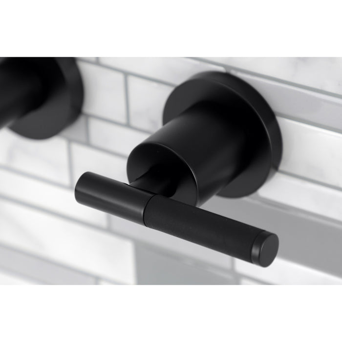 Kingston Sona KS8020CKL - Kaiser Two-Handle 3-Hole Wall Mount Roman Tub Faucet, Matte Black