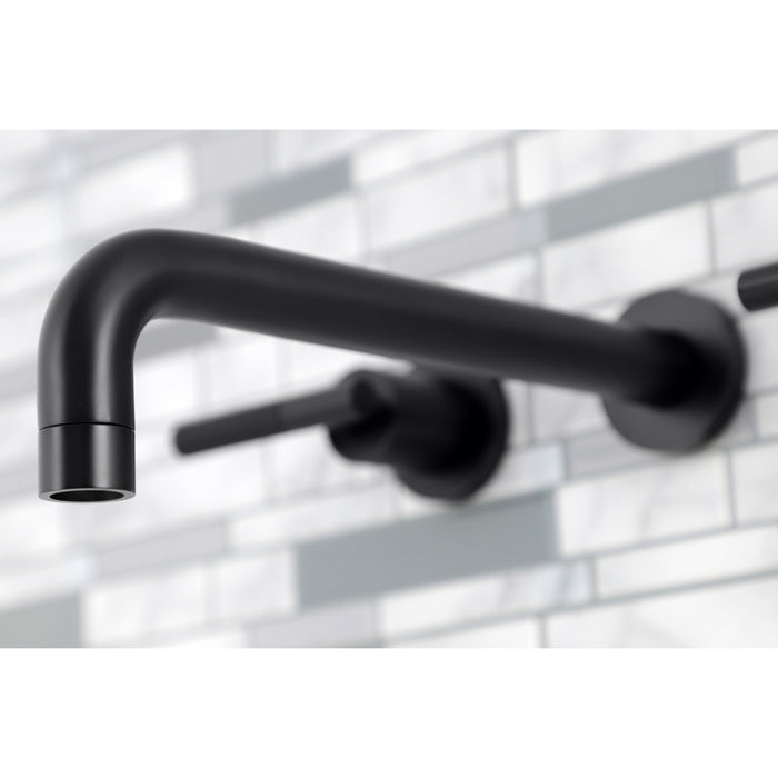 Kingston Sona KS8020CKL - Kaiser Two-Handle 3-Hole Wall Mount Roman Tub Faucet, Matte Black