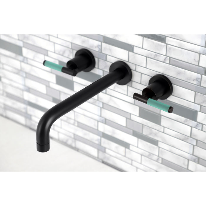 Kingston Sona KS8020CKL - Kaiser Two-Handle 3-Hole Wall Mount Roman Tub Faucet, Matte Black