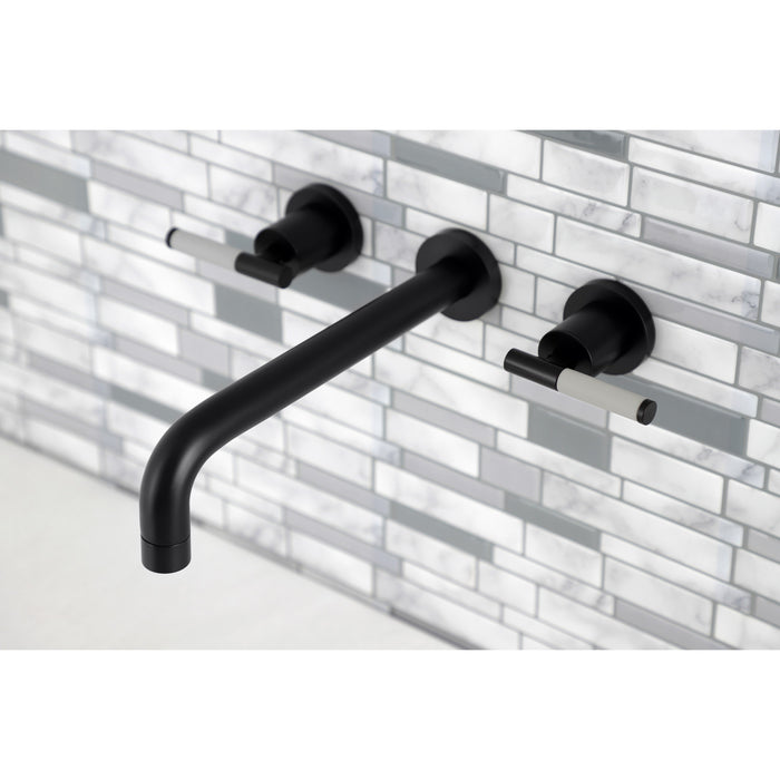 Kingston Sona KS8020CKL - Kaiser Two-Handle 3-Hole Wall Mount Roman Tub Faucet, Matte Black
