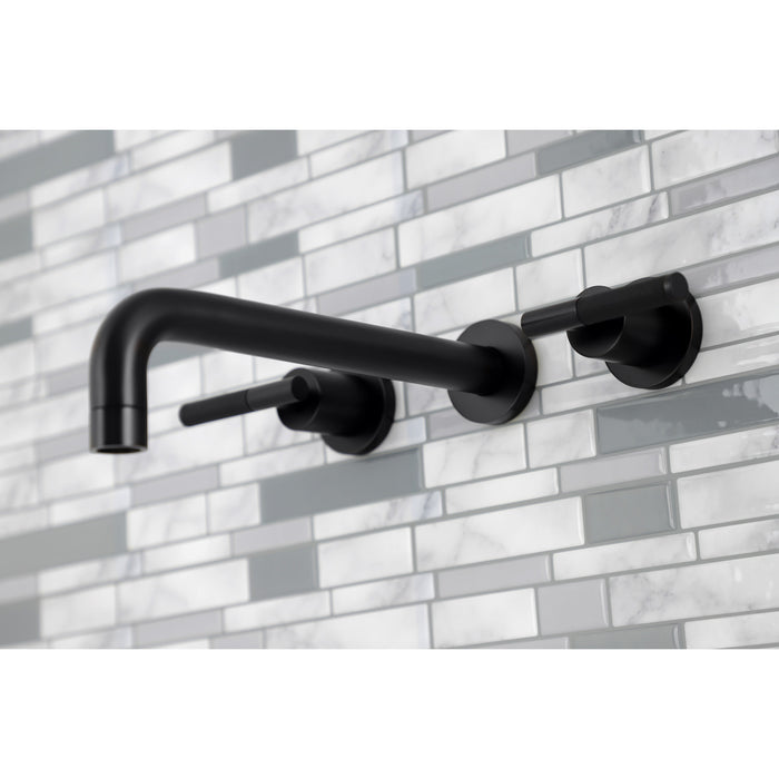 Kingston Sona KS8020CKL - Kaiser Two-Handle 3-Hole Wall Mount Roman Tub Faucet, Matte Black