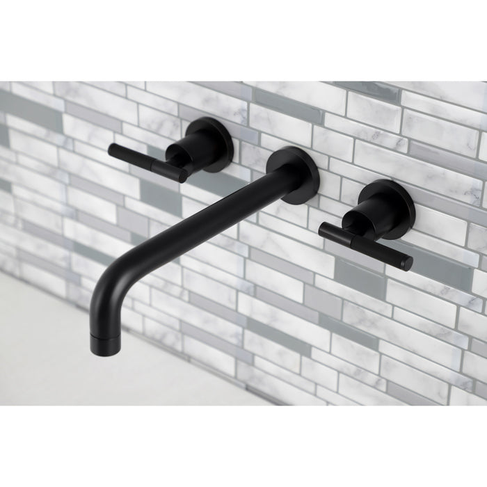 Kingston Sona KS8020CKL - Kaiser Two-Handle 3-Hole Wall Mount Roman Tub Faucet, Matte Black