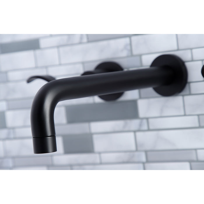 NuWave KS8020DFL Two-Handle 3-Hole Wall Mount Roman Tub Faucet, Matte Black