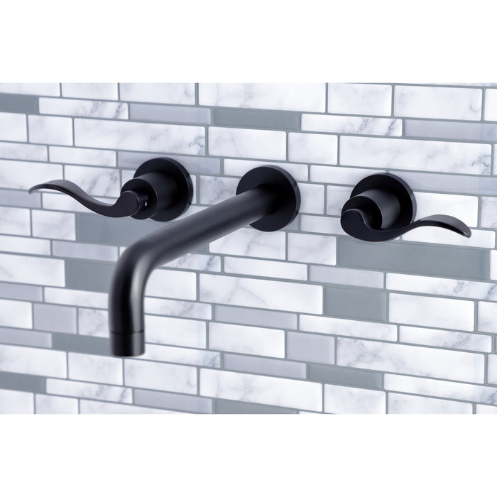 Kingston Tulare KS8020DFL - NuWave Two-Handle 3-Hole Wall Mount Roman Tub Faucet, Matte Black