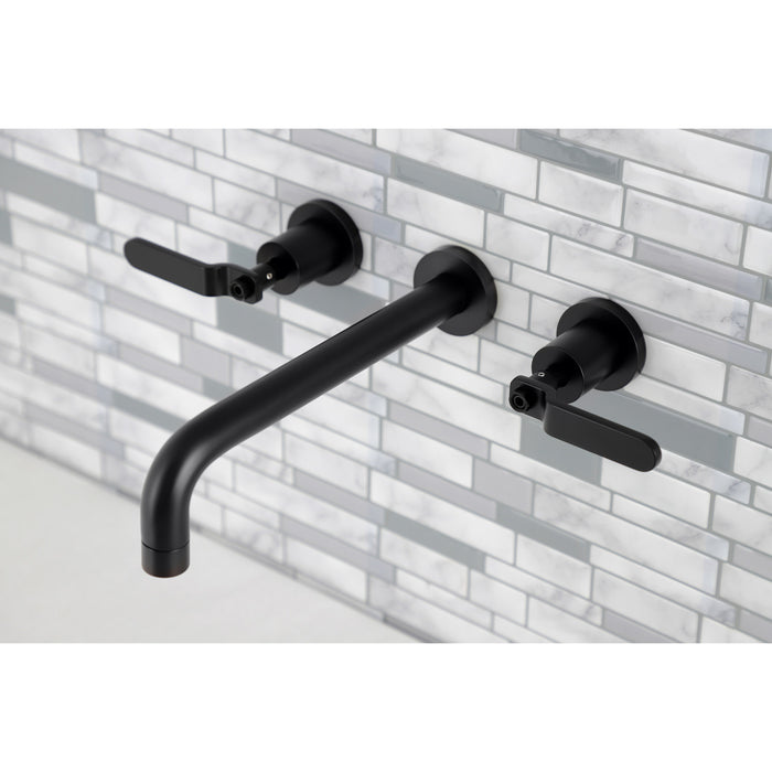 Kingston Sona KS8020KL - Whitaker Two-Handle 3-Hole Wall Mount Roman Tub Faucet, Matte Black