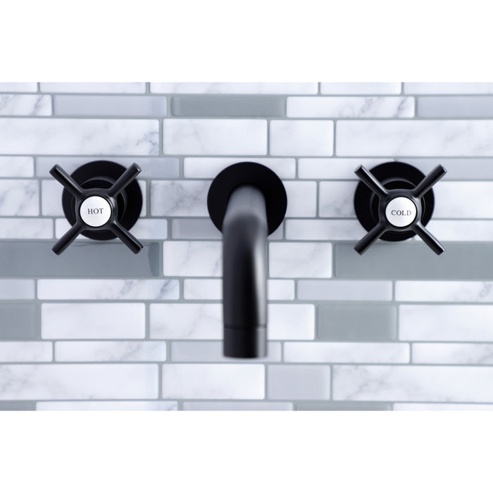 Kingston Sona KS8020ZX - Millennium Two-Handle 3-Hole Wall Mount Roman Tub Faucet, Matte Black