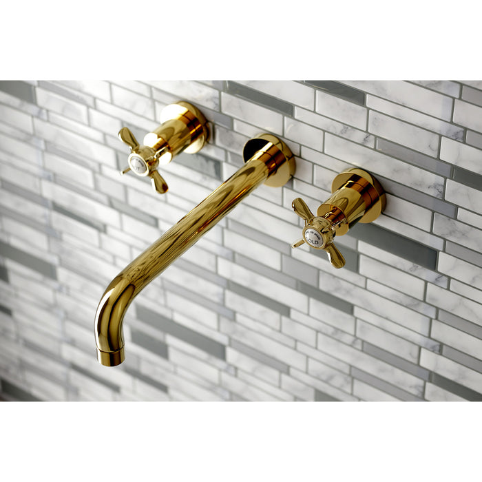 Kingston Tulare KS8022BEX - Essex Two-Handle 3-Hole Wall Mount Roman Tub Faucet, Polished Brass