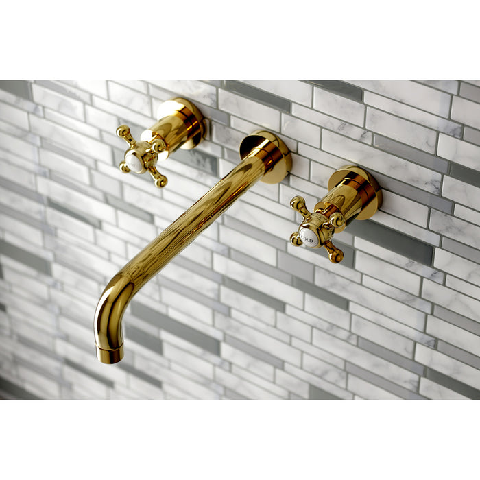 Kingston Tulare KS8022BX - Metropolitan Two-Handle 3-Hole Wall Mount Roman Tub Faucet, Polished Brass