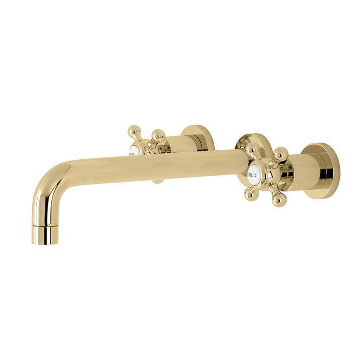Kingston Tulare KS8022BX - Metropolitan Two-Handle 3-Hole Wall Mount Roman Tub Faucet, Polished Brass