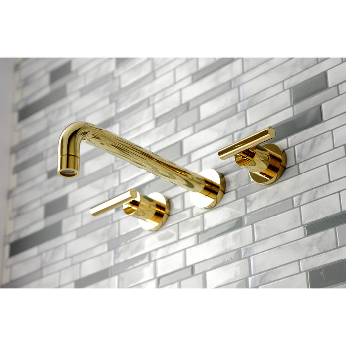 Manhattan KS8022CML Two-Handle 3-Hole Wall Mount Roman Tub Faucet, Polished Brass