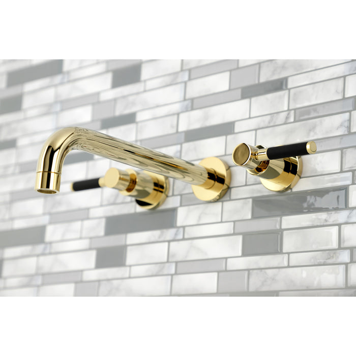 Kingston Sona KS8022DKL - Kaiser Two-Handle 3-Hole Wall Mount Roman Tub Faucet, Polished Brass