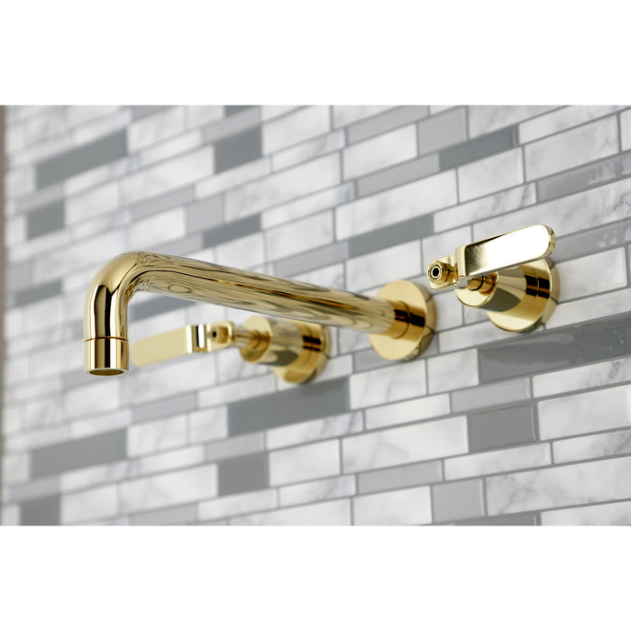 Whitaker KS8022KL Two-Handle 3-Hole Wall Mount Roman Tub Faucet, Polished Brass
